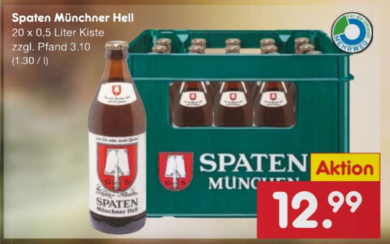 Spaten Münchener Hell 20x 0,5L bei Netto MD