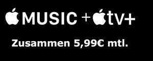 Apple Music + Apple Tv+ zusammen für 5,99€ | Unidays (Studenten)
