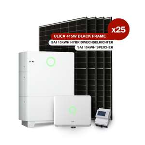 Photovoltaik Set: 25 x Ulica 415W Black Frame Solarmodule + SAJ B2-10.0-HV1 10kWH LiFePO4 Speicher + SAJ H2-10K-T2 10kW Hybridwechselrichter