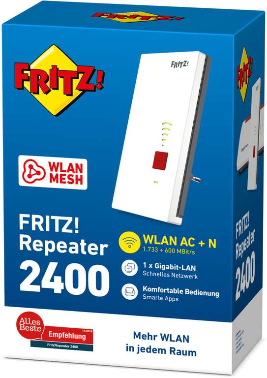 AVM FRITZ!Box 7530 AX + FRITZ!Fon C6 DECT-Telefon für 169€ | FRITZ!Repeater 2400 für 79€ | FRITZ!Box 7530 Wi-Fi 5 Router für 109€