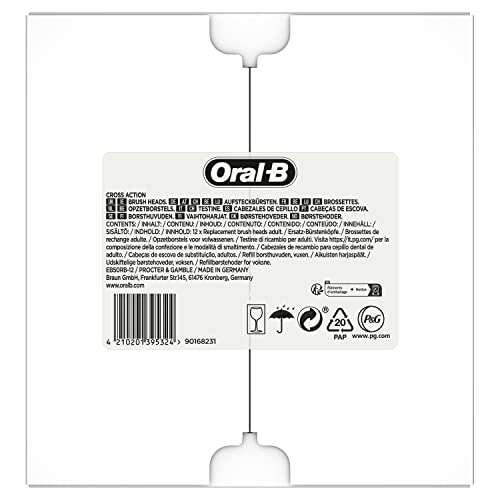 Oral-B CrossAction Aufsteckbürsten für elektrische Zahnbürste, 12 Stück (Prime)