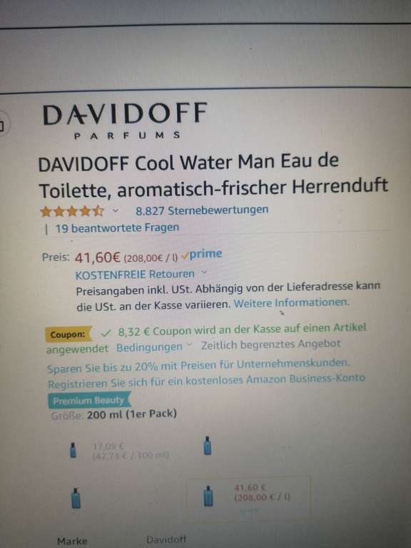 Davidoff Cool Water Eau de Toilette 200ml