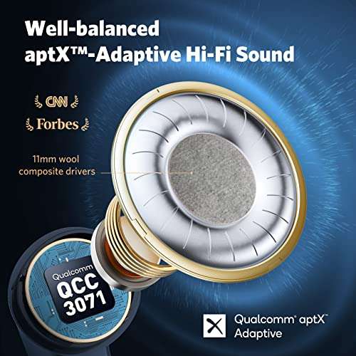 EarFun Air Pro 3 In-Ear Kopfhörer | ANC | BT 5.3 | AAC, aptX, LC3/LE | Multipoint | max. 9h Akku / 45h mit Case | USB-C | IPX5 | Qi