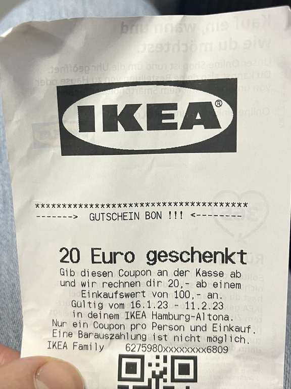 (Lokal?) IKEA Hamburg Altona - 20€ Gutschein beim Einkauf (ab mind. 79,99€?)