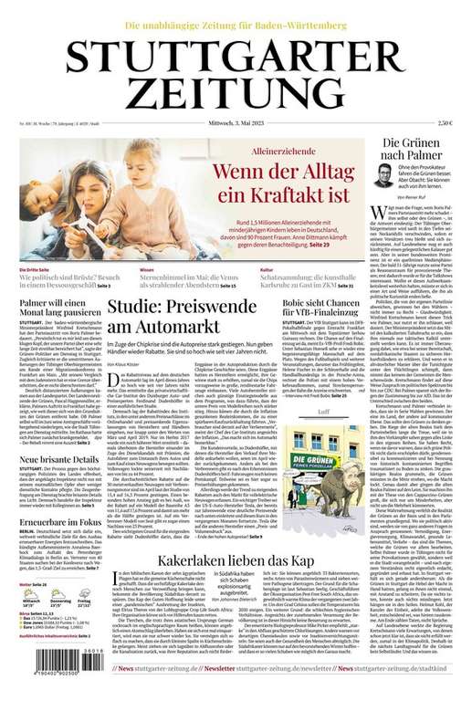 e-paper Stuttgarter Zeitungsgruppe kostenlos wegen Störung bei Produktion