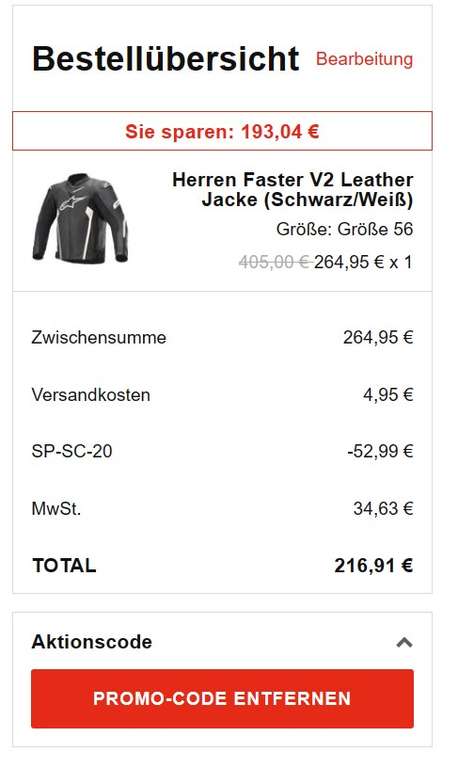 [Restgrößen 56, 60] ALPINESTARS Herren Faster V2 Leather Jacke [Motoradbekleidung]