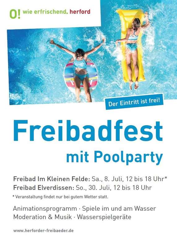 Lokal Herford: Kostenlos ins Freibad Elverdissen zum Freibadfest (30.07.)