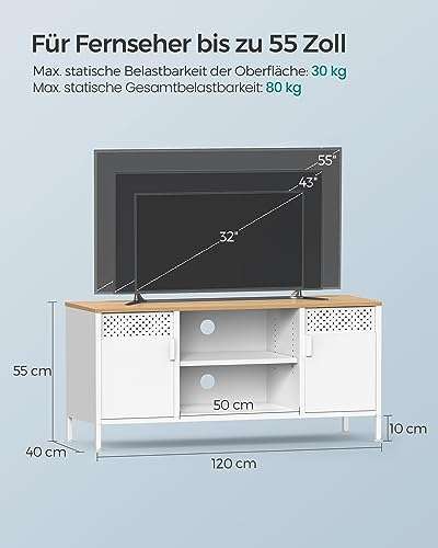 SONGMICS TV-Schrank, Lowboard für Fernseher | 40 x 120 x 55 cm | 2 offenen Fächern und 2 Schränken | bis 80kg belastbar