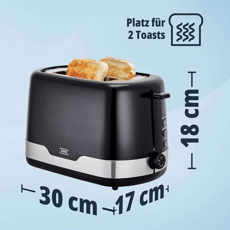 [Möbel-Kraft Abholung] KHG Toaster TO-857 SE2 (mit Brötchenaufsatz & Krümelschublade / Edelstahl / Auftauen, Aufwärmen & 7 Bräunungsstufen)