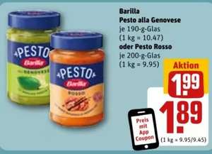 Rewe | Barilla Pesto verschiedene Sorten 190-200g für 0,89 € (Rewe-App + Coupon)