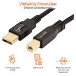 [PRIME] Amazon Basics, USB-2.0-Kabel kompatibel mit Drucker, Typ A auf Typ B, mit vergoldeten Anschlüssen, 3 m, Schwarz