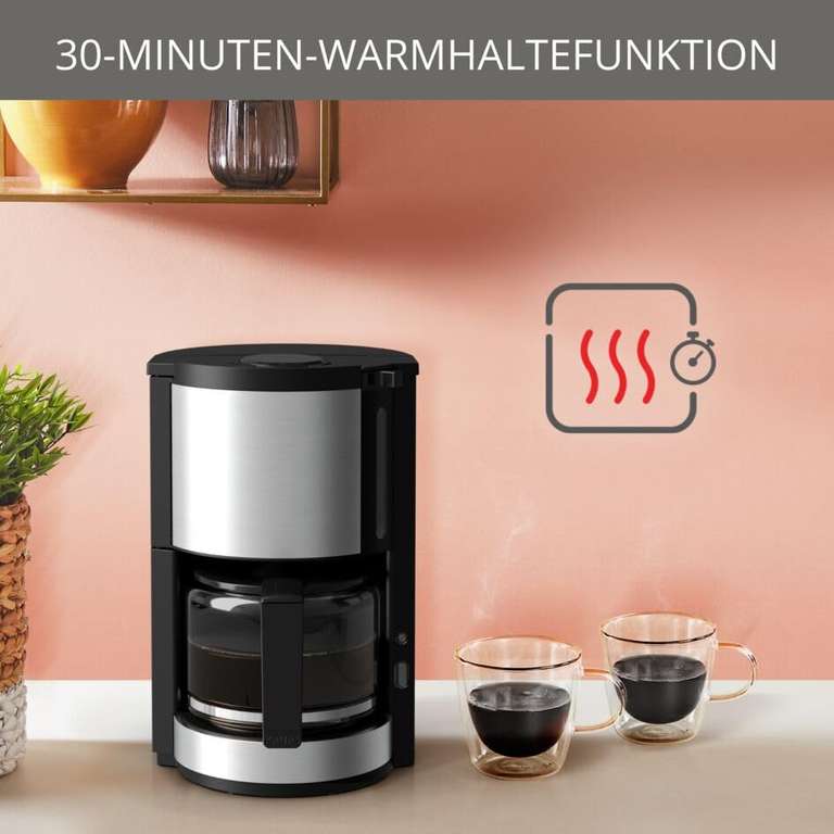 Krups KM3210 Pro Aroma Plus Filterkaffeemaschine, 10 Tassen, 1,25 L, 30-Minuten-Warmhaltefunktion, sichtbares Wasserstands Fenster