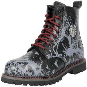 Boots with Skull Alloverprint and Red Details" Stiefel schwarz/grau von Black Premium by EMP