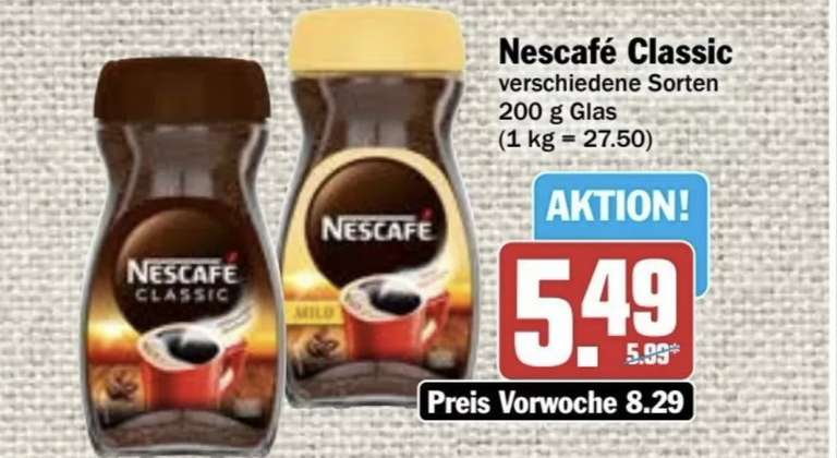 OFFLINE Hit Markt Nescafé Classic verschiedene Sorten 200 Gramm Glas