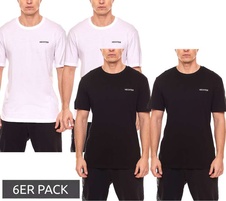 6er Pack HECHTER STUDIO Herren Rundhals-Shirt Baumwoll T-Shirt (Größen M bis XXL)