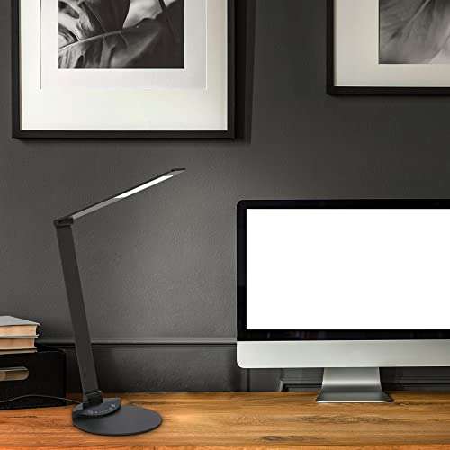 BRILONER Leuchten - LED Tischlampe verstellbar,Schreibtischlampe Touch,Farbtemperatur einstellbar,Dimmbar, Schwarz oder Weiß