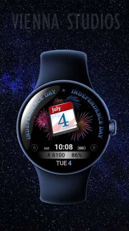 (Google Play Store) Independence Day VS52 Patriot (WearOS Watchface, digital)