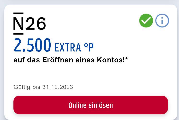 [N26 + Payback] 3.000 Punkte (30,- €) auf Eröffnung eines kostenlosen N26 Girokontos, Neukunden (personalisiert)