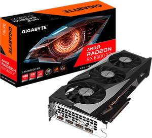 Gigabyte Radeon RX 6600 XT Gaming OC 8G Grafikkarte (2382/2593 MHz, PCIe 4.0 x8, Triple Slot, 3x 80mm-Lüfter, RGB, 2x HDMI 2.1, 2x DP 1.4)