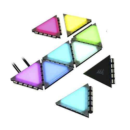 Corsair iCUE LC100 Gehäuse Beleuchtungselemente 9x Tile Starter-Kit (81 RGB-LEDs mit Lichtstreuung, mit CORSAIR iCUE Lighting Node PRO)