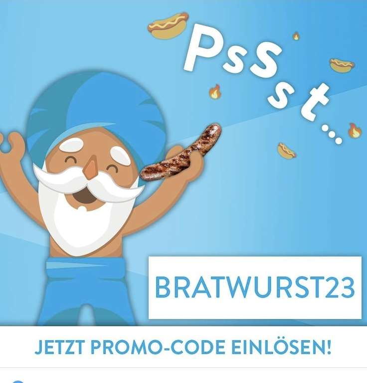 [Marktguru] 40 Cent Cashback auf Bratwurst, mit dem Promocode "BRATWURST23"