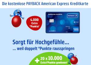 [Payback] 4.000 Punkte für Abschluss American Express Kreditkarte, automatische Teilnahme Verlosung von 20 x 10.000 Extra-Punkte, Neukunden