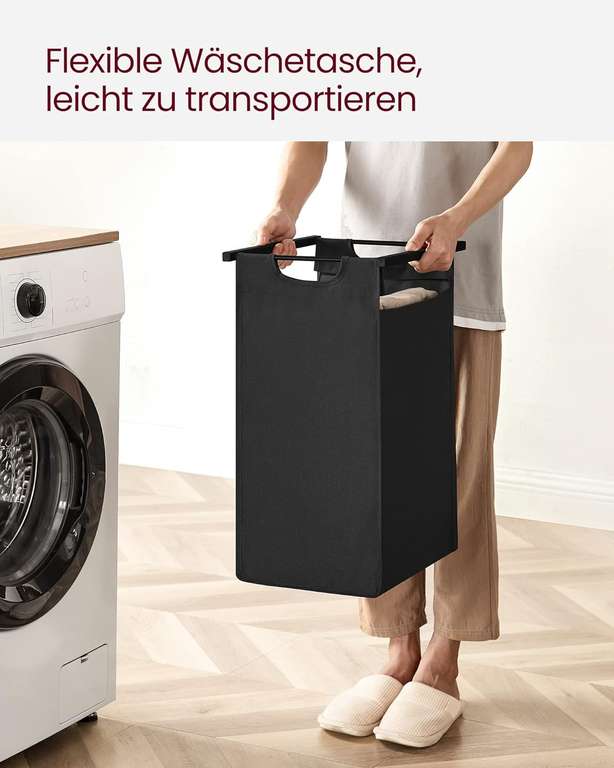 Wäschekorb mit 2 abnehmbaren Taschen und Ablage | 73 x 33 x 72 cm | schwarz o. grau