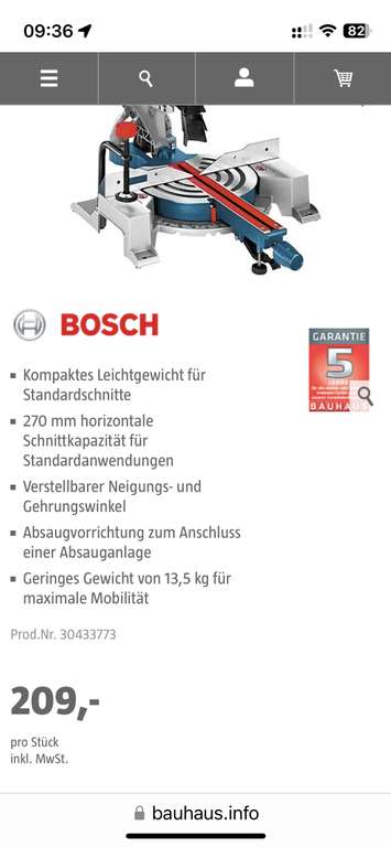 [Bauhaus TPG] Bosch Professional Paneelsäge GCM 80 SJ