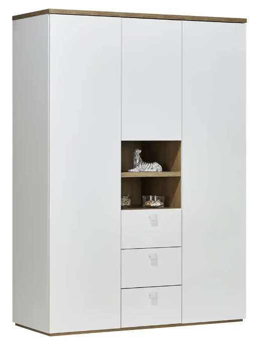 Kleiderschrank Bente 3-türig Weiß – 150/210/60,7 cm, 8 Böden, 3 Schubladen, 1 Stange at Höffner