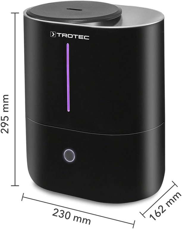 TROTEC Luftbefeuchter B 2 E – Ultraschall Befeuchter mit Aroma-Diffusor – Räume bis 30 m²/ 75 m³, Luftreiniger mit Carbon-Luftfilter