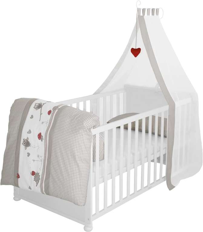 [Amazon/Rossmann] roba mitwachsendes Babybett Set Adam & Eule mit Bettwäsche, Himmel & Matratze (70 x 140 cm, höhenverstellbar)