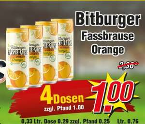 Wiglo lokal: 4x 0,33l Dose Bitburger Fassbrause 'Orange ' , beginnt am 21.11.22