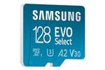 Samsung EVO Select microSD Speicherkarte 128 GB (UHS-I U3, Full HD, 130MB/s Lesen), inkl. SD-Adapter für 10,99€ inkl. Versand (Amazon Prime)