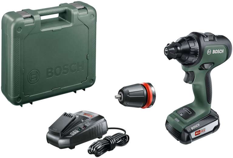 Bosch Akkuschrauber AdvancedDrill 18 (2,5 Ah Akku, Schnellladegerät, Aufnahmeschaft für Bohrfutter, Hartschalen-Koffer)