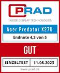 Acer Predator X27U OLED Gaming Monitor 27 Zoll WQHD, 240Hz DP/Type-C, 144Hz 0.03ms, 2xHDMI 2.0, DP 1.4, KVM-Switch, FreeSync Premium