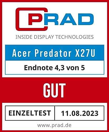 Acer Predator X27U OLED Gaming Monitor 27 Zoll WQHD, 240Hz DP/Type-C, 144Hz 0.03ms, 2xHDMI 2.0, DP 1.4, KVM-Switch, FreeSync Premium