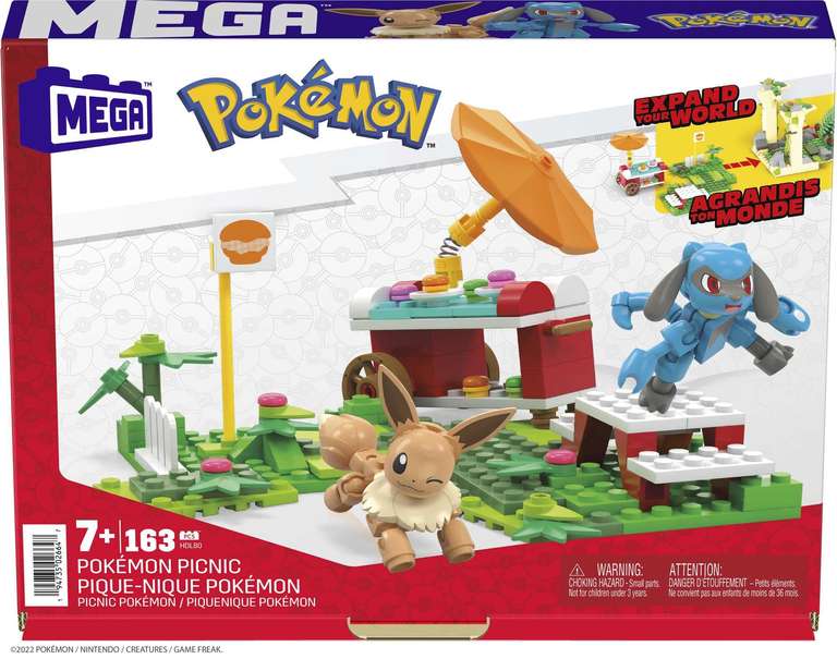 Mega Pokémon Figuren Bauset | Picknick Abenteuer mit Evoli & Riolu-Figuren mit Imbiss-Wagen (HDL80) | 193 Teile, ab 7 Jahren [prime]