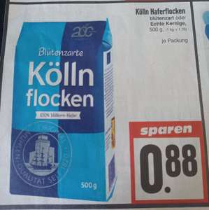 Edeka Hessenring: 500g Kölln Haferflocken in den Sorten blütenzart oder Echte Kernige, Kilopreis: 1.76€