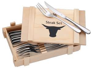 Expert (Lokal 74523, 97980, 75365, 71522 ...) WMF Steakbesteck-Set 12-teilig für 6 Personen, in Holzkiste