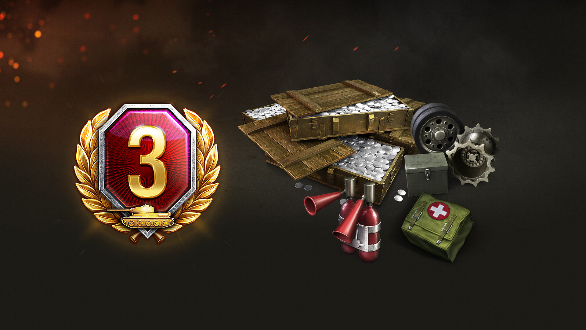 Steam: World of Tanks - Free Supplies Pack - 3 Tage WoT-Premium-Spielzeit, 150000 Kreditpunkte, 3 große Ersatzteilkisten und 2 weitere Items