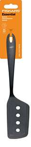 [Amazon Prime] Fiskars Pfannenwender mit scharfen Kanten und asymmetrischem Kopf, Kunststoff, Länge: 29 cm, schwarz, Essential