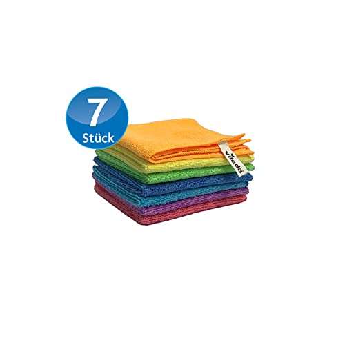 Vileda Mikrofaser Allzwecktücher Colors 100 % Mikrofaser-Material, 30 x 30 cm, mehrfarbig, Maxi-Pack, 7er-Pack (Prime Spar-Abo)