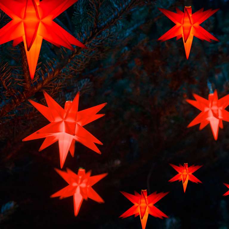 mydealz und innen - weiss - 10 aussen in Sternen 12 für LED - cm) Timer mit Lichterkette (je Sterne | rot oder