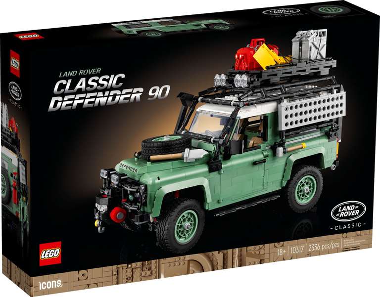LEGO Icons 10317 Klassischer Land Rover Defender 90 + Speed Champions 30434 Aston Martin Valkyrie AMR Pro