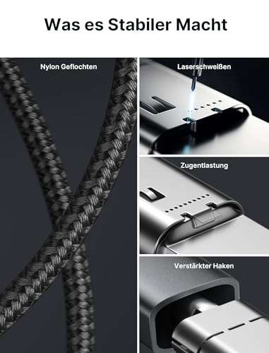 JSAUX USB-C/USB-C Schnellladekabel mit 100W und 3m Länge (Prime / Händler: JS Digital DE)