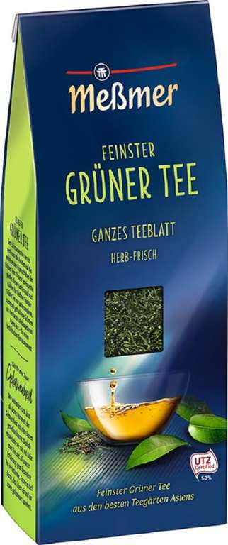 Meßmer Feinster Grüner Tee - Ganzes Teeblatt, 150 g, herb-frisch für 2,35€ (Prime)