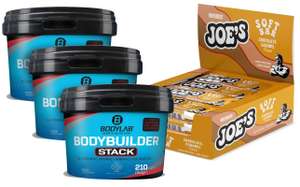 3x 210 Kapseln Bodylab Bodybuilder Stack + 12x 50g Weider Joe's Soft Bar Chocolate Caramel Proteinriegel
