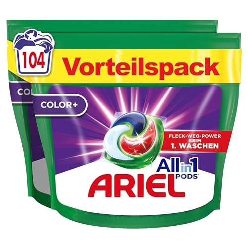(Prime) Ariel Pods 104WL (Color+ und Universal) für 23,99€ bzw. 22,79€ mit Sparabo