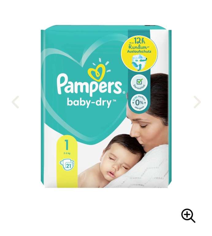 Pampers Windel Baby Dry Gr.1 [NUR 1,30€ pro Packung] mit Coupon bei Kauf von 2