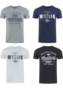 (eBay WOW) Mustang Herren T-Shirt 4er Pack, Print Rundhals Kurz Blau Schwarz Grau Weiß Grün, viele Farbkombinationen u. Designs, Gr. S-6XL